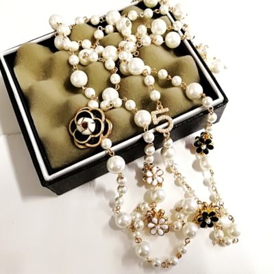 Long Simulated Pearl Necklace Double Layer
