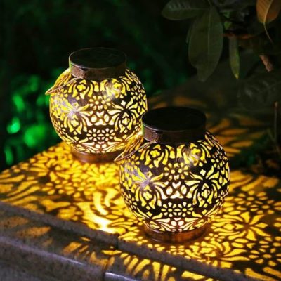 2 Pack Floral Hollowed-Out Solar Light