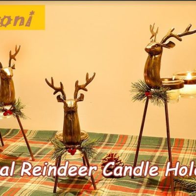 3Pcs Metal Reindeer Candle Holder