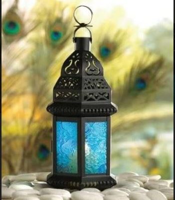 Blue Glass Decorative Candle Lantern – Mini