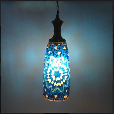 Blue Glass Hanging Mosaic Lamp