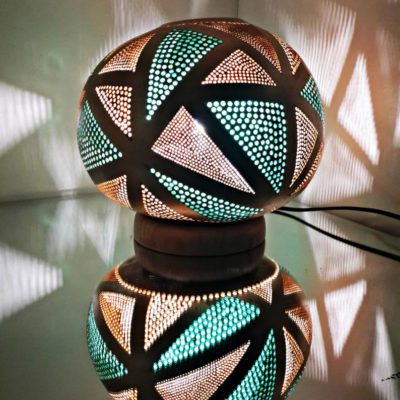 Handmade Triangles Themed Moroccan Gourd Lamp