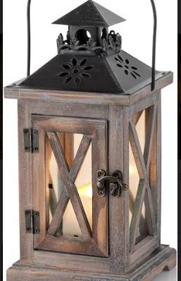Distressed Wooden Candle Lantern