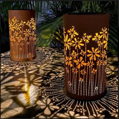Floral-Design Solar-Powered Lantern (Set of 2)