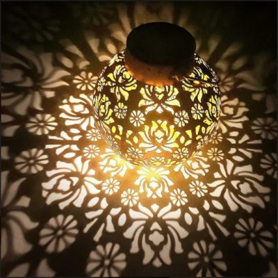 Floral-Pattern Solar-Powered Decorative Lantern