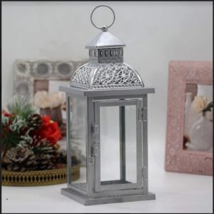 High-Silver Moroccan Decorative Candleholder