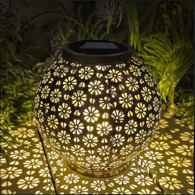 Large Retro Floral Solar Lantern