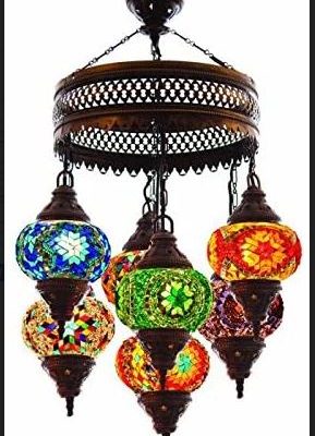 Moroccan 7-Globe Mosaic Chandelier