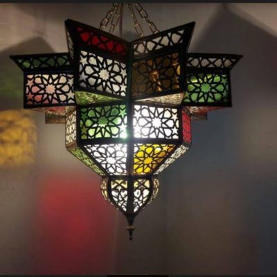 Moroccan Multi-Colored Glass Pendant Light