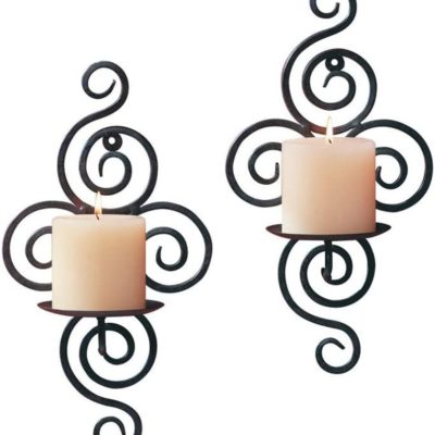 Pair of Swirl Candle Wall Sconce