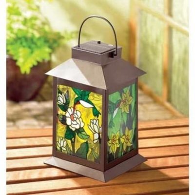 Solar-Powered Stained Glass Garden Lantern