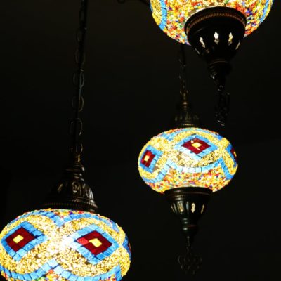 Set of 3 Colorful Mosaic Hanging Chandelier