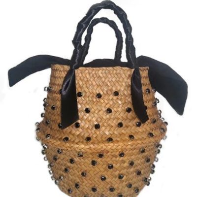 Handmade Fashion Crystal Woven Basket Bag