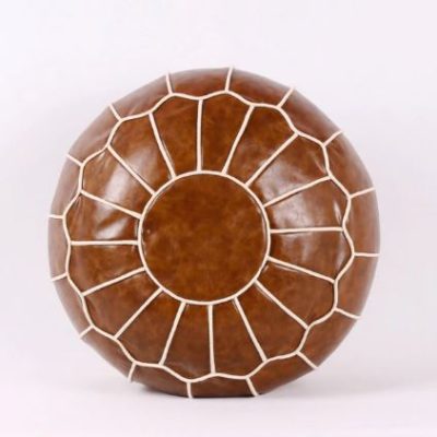 Round Moroccan Leather Pouf