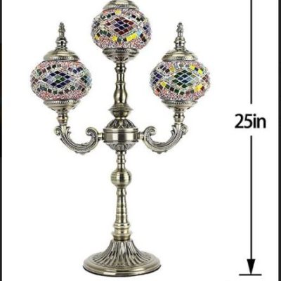 3-Globe Tiffany-Style Moroccan Table Lamp
