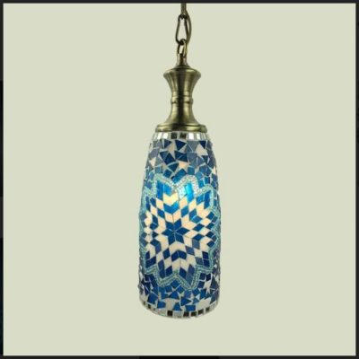 Blue Mosaic Glass Hanging Lamp