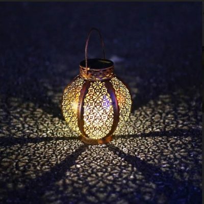 Bronze Retro Solar Moroccan Lantern (Set of 2)