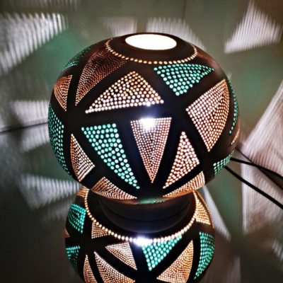 Handmade Triangles Themed Moroccan Gourd Lamp