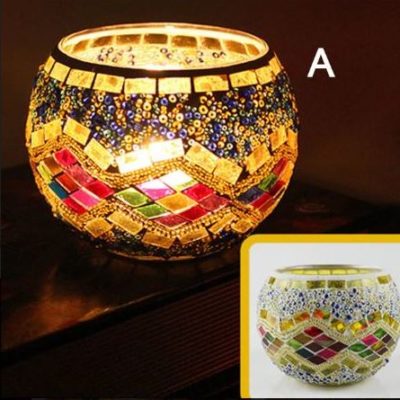 Moroccan Mosaic Glass Candle Holder