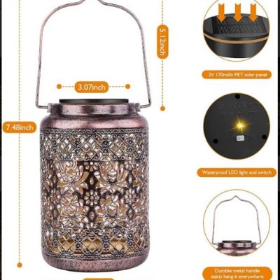 Set of 2 Outdoor Moroccan Solar Decorative Lantern