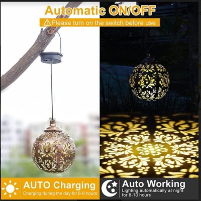 Round Moroccan Solar Decorative Lantern