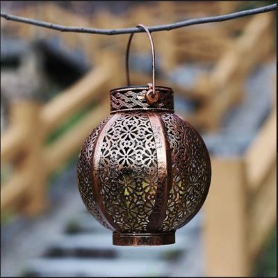 Bronze Retro Solar Moroccan Lantern (Set of 2)