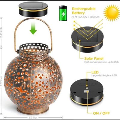 Bronze Solar Decorative Lantern (Set of 2)