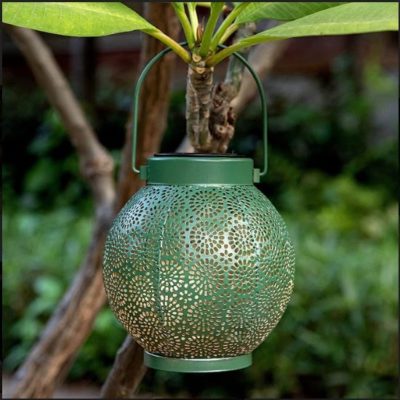 Green Moroccan Solar Lantern (Set of 2)