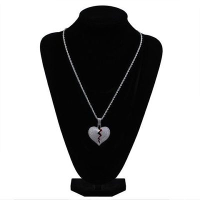 Broken Heart Iced Out Pendant & Necklace