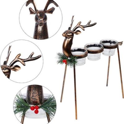 3Pcs Metal Reindeer Candle Holder