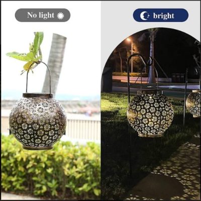 Large Retro Floral Solar Lantern
