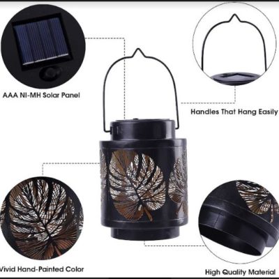 Leaf-Design Solar-Powered Garden Lantern