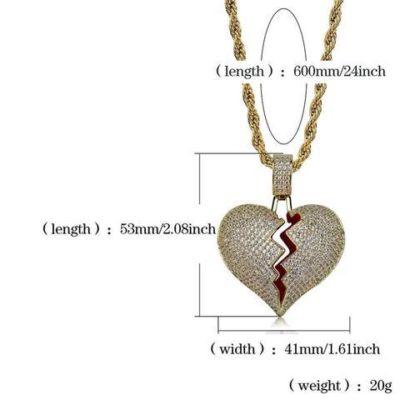 Broken Heart Iced Out Pendant & Necklace