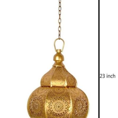 Vintage Moroccan Golden Hanging Lantern