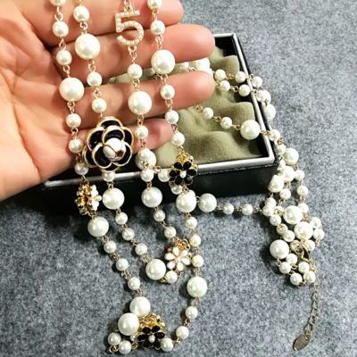 Long Simulated Pearl Necklace Double Layer