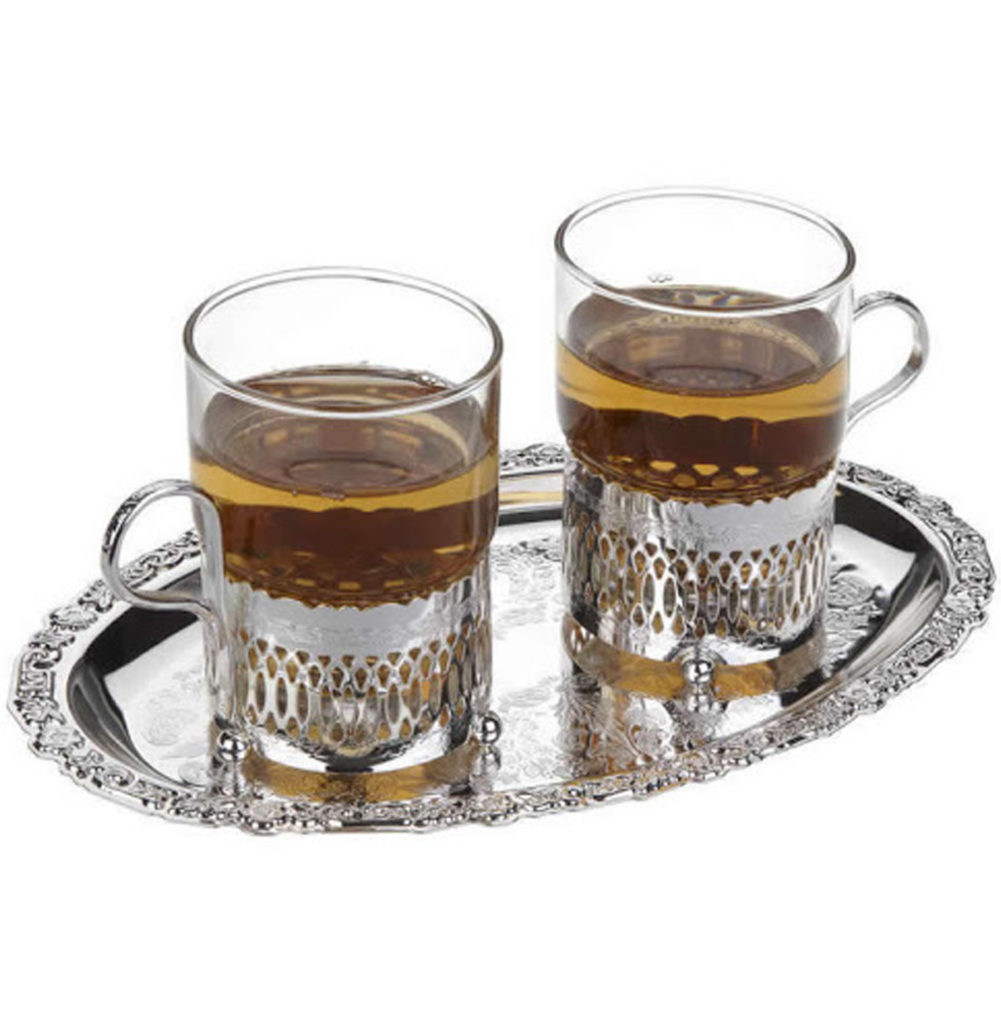 Moroccan Tea Glasses with Metal Holders