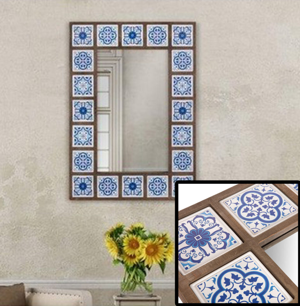 Moroccan Tile Framed Wall Accent Mirror