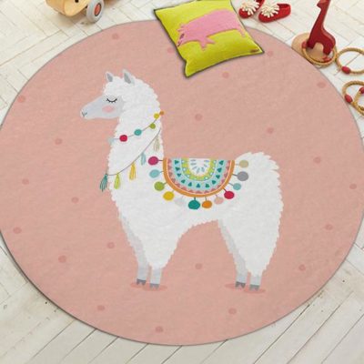 Alpaca Pattern Round Carpet