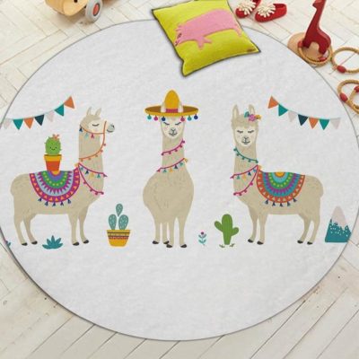 Alpaca Pattern Round Carpet