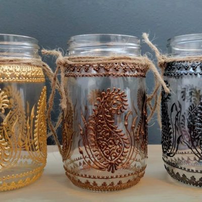 Hand Painted Henna Mason Jar