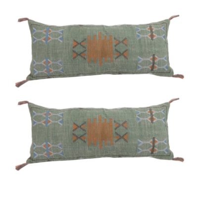 Green Moroccan Silk inspired Linen Cushion Cover