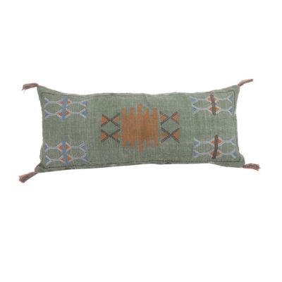 Green Moroccan Silk inspired Linen Cushion Cover